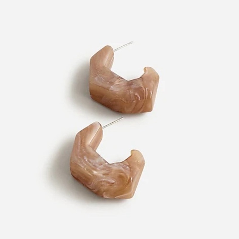 J.CREW Dimensional Hoop Earrings Made in Italy NWT OS Mink Brown